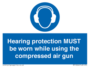 Hearing protection MUST be worn while using the compressed air gun